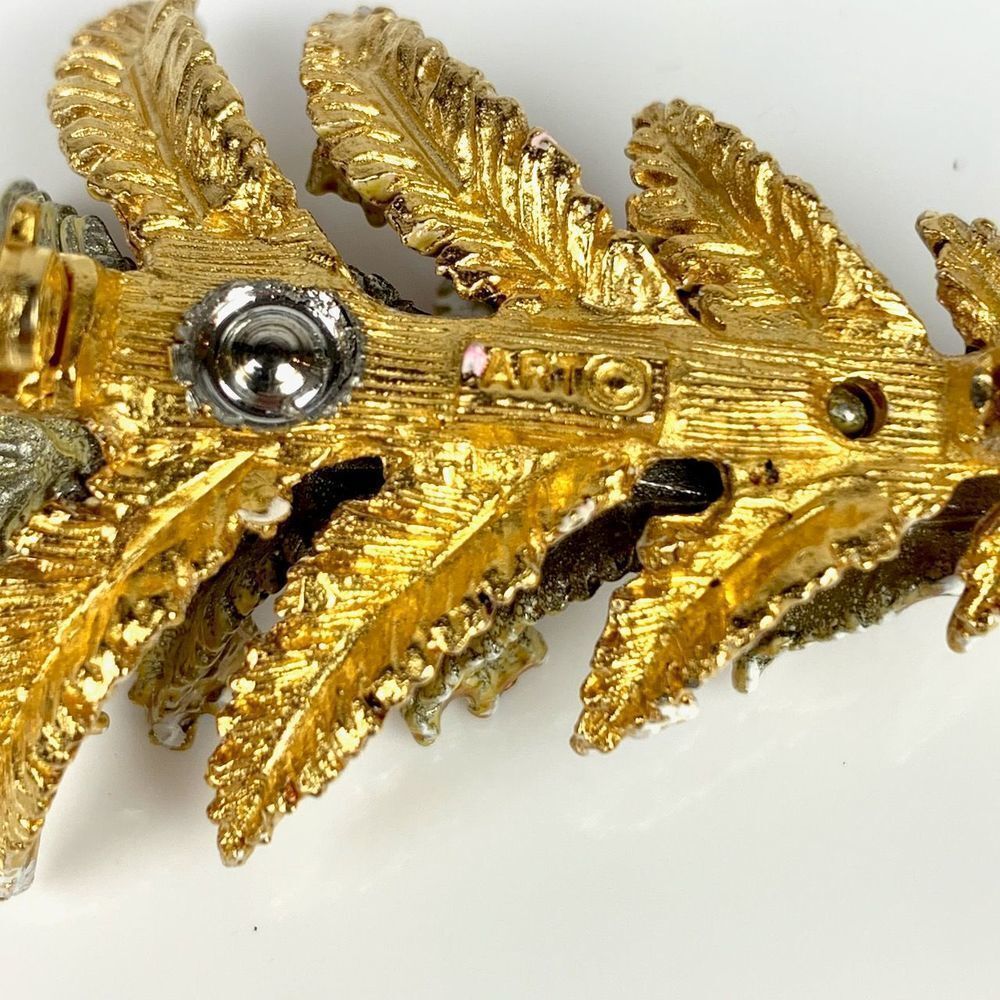 ART GILT Vintage Gold Christmas Tree Brooch Pin Enamel Rhinestones Star - Picture 5 of 8